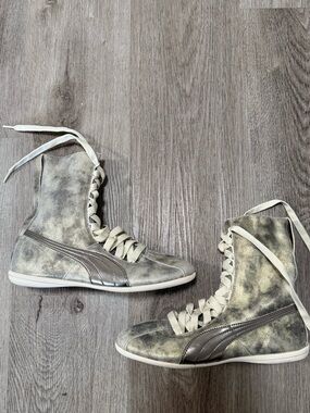 Puma Gold Metallic High Top Sneakers Size 8.5